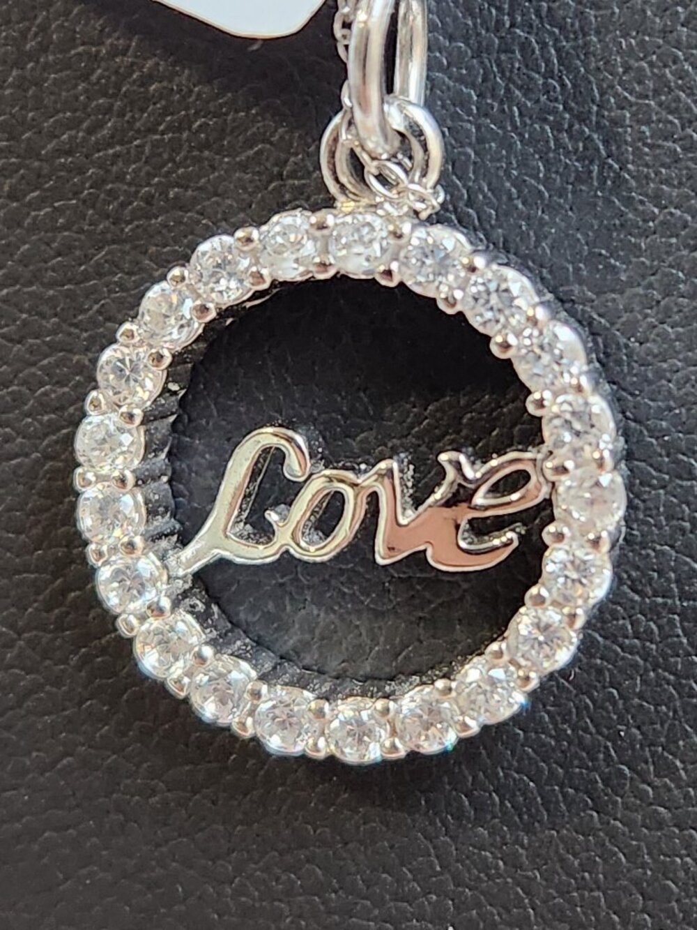 Italian 925 Silver Love Circle Eternity Pendant Necklace 18" NWT